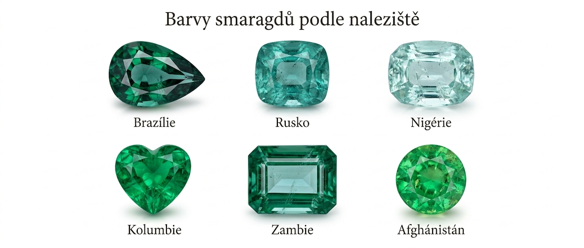 Barvy smaragdů podle původu
